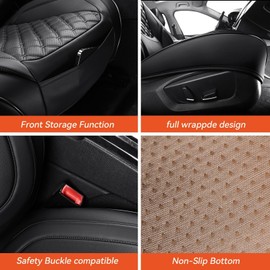 Sxikin Black Car Seat Cover Front Bottom Seat Cushion Cover, Waterproof Anti-Slip and Wrap Around The Bottom Seat Protector Universal Fit for Most Cars Luxury Faux Leather Car Accessories Interior-2PC