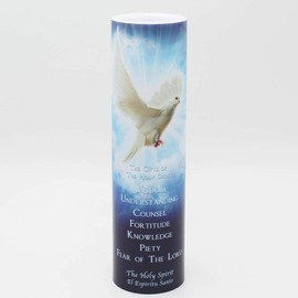 THE SAINTS COLLECTION Holy Spirit Blue, LED Flameless Devotional Prayer Candle