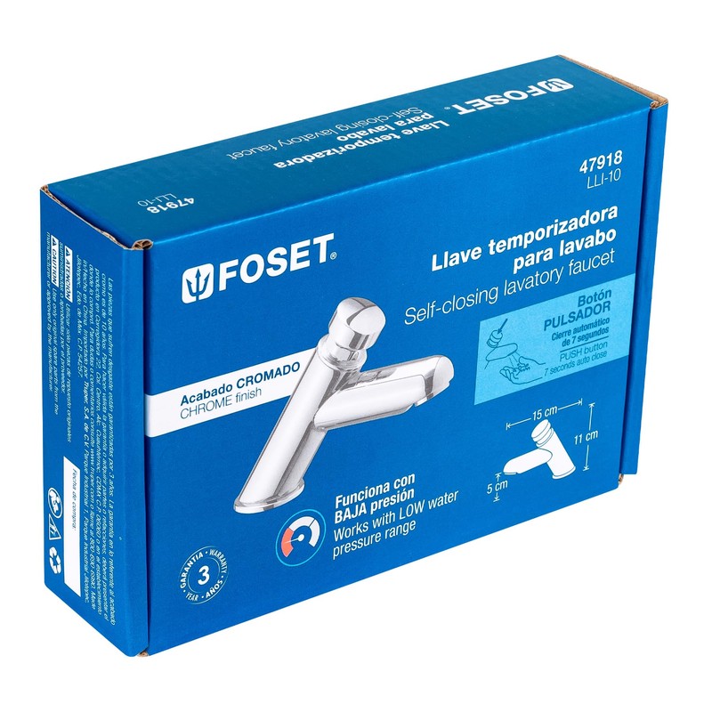Foset LLI-10, Llave temporizadora para lavabo cierre automático de 7
