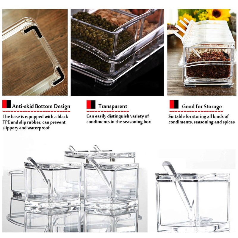V·RESOURCING Clear Seasoning Box,4 Pieces Clear Seasoning Storage Container for