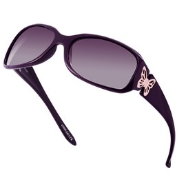 LVIOE Polarized Sunglasses for Women, Fashion Butterfly Decoration Driving Fishing-99.99% UV Protection CLS022