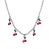 Cherry Choker Necklace for Women Tennis Rhinestone Silver Gold Charms