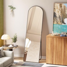 Pazidom Full Length Mirror with Stand, 59"x16" Arched Leaning Hanging Wall Mounted Mirror, Full Body Free Standing Wall Mirror, Modern Floor Mirror with Aluminum Frame for Bedroom Living Room Decor