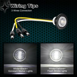 Wodvyss 20PCS 3/4" Strobe Flash+Steady Marker Lights Dual Function LED Trailer Side Clearance Tail Round Lights 12V Brake Stop Turn Signal Warning Lamps for Trailer Truck Bus ATV UTV Van RV (20 White)