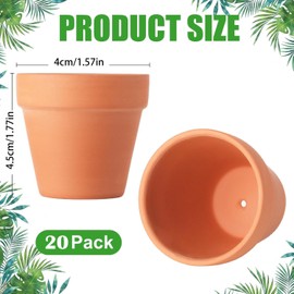 JAONLD Mini Flower Pots Pack of 20 Round Clay Pots Small Terracotta Flower Pot for Painting for Growing Succulents, Mini Plants, Handmade (4 x 4.5 cm)