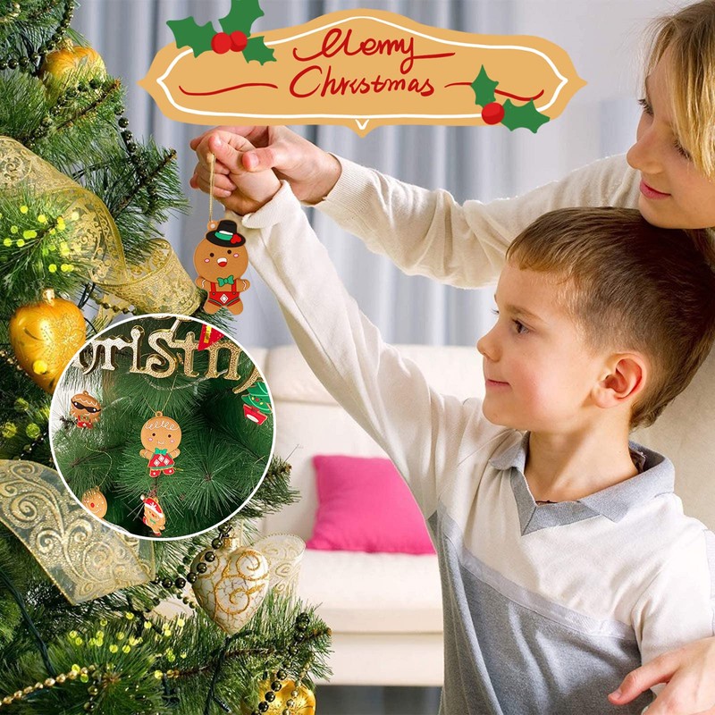 Elionless 12 x Traditional Gingerbread Man Christmas Tree Ornaments Pendant