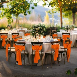 Counfeisly - 10 fundas universales para sillas de satén naranja, para bodas, recepciones, eventos, banquetes, fiestas, decoración de eventos de hotel, 6 x 108 pulgadas
