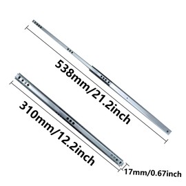 Septe 2Pcs Drawer Slides, Metal Drawer Slide, Two Way Drawer Tracks, 12 Inch(0.7" Wide)