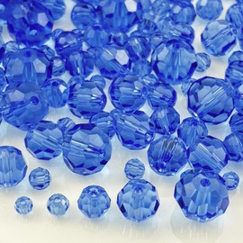 Honkoolly 480pcs Crystal Glass Beads 3mm 4mm 6mm 8mm 10mm Round Faceted Glass Beads Crystal Glass Spacer Beads for Bracelets Necklace Earring DIY Jewelry Making Craft(Light Blue)