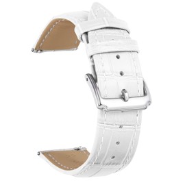 Binlun Genuine Leather Watch Strap, Quick Release, Replacement Strap for Men’s/ Women’s Watches, 12 Colors, (10mm, 12mm, 14mm, 15mm, 16mm, 17mm, 18mm, 19mm, 20mm, 21mm, 22mm, 23mm), whites