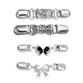 Tivleed Vintage Silver Waist Cincher Clip - 4-Pack Cinch Clips for Dresses, Cardigans - Black & White Bow Clothing Accessories