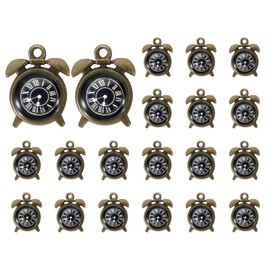 PATIKIL Watch Clock Charm Pendant, 20 Pcs Alloy Enamel Retro Vintage Pocket Watch Charm for DIY Crafts, Dark Bronze, 0.6 x 0.5 Inch