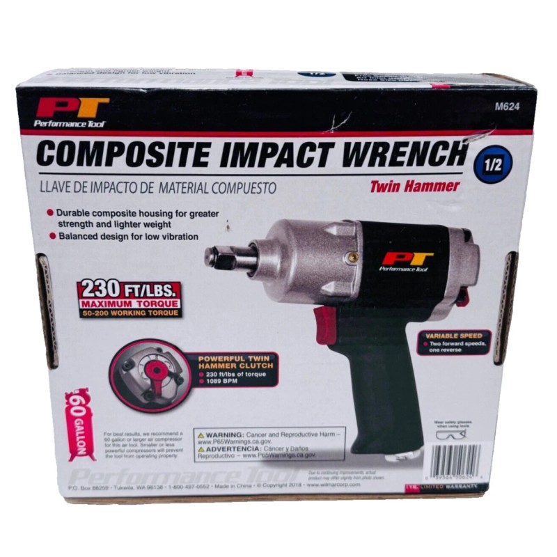 Performance Tool 1/2" Composite Pneumatic Impact Wrench M624