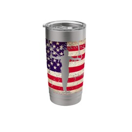 Gymnastics Still Rings Distressed American Flag Stainless Steel Insulated Tumbler