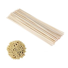 50Pcs 8 inch Natural Rattan Fiber Reed Diffuser Sticks Refill Essential Oil Aroma Replacements Stick for Room Office Bed Room Fragrance Diffusers(White)
