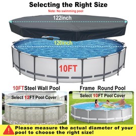 SIHAIAN 10 Ft Pool Cover, Quick Installation and Removal Above Ground Pool Cover, One-Piece Round Pool Cover, Waterproof, Preventing Waterlogging, UV and Weather Resistant Solar Swimming Pool Cover