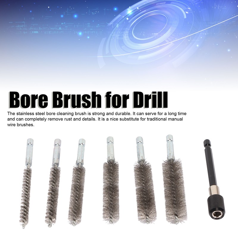 7Pcs Stainless Steel Bore Brush Stainless Steel Bristles Wire Brush
