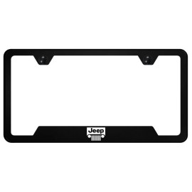 Au-TOMOTIVE GOLD Jeep Grill Emblem Universal Black Unbreakable Polycarbonate License Plate Frame
