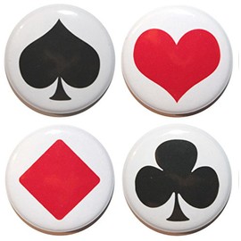 Set of 4 Playing Card 'Suits' Fridge Magnet Set (25mm) Made in UK by Button Zombie