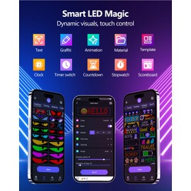 XAXVSTS 2 x LED Eyes for Car, 47.5 x 12 cm, LED Scoreboard with Bluetooth App, LED Light Sign, USB 5 V, Devil Eyes LED Scroll for Trucks, Advertising and Party Decoration