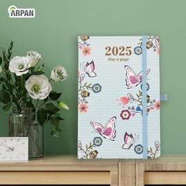 Diary 2025 Day a Page A5 Personal Organizer Diary Soft Padded Cover with Full Page of Saturday & Sunday by Arpan (Light Blue)