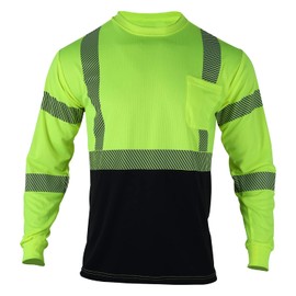 VENDACE Safety Reflective High Visibility Long Sleeve Shirts ANSI Class 3 Hi Vis Construction Work T Shirts for Men(Yellow,XL)