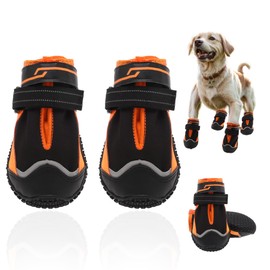 VOCOSTE 4pcs Dog Shoes, Waterproof Anti-Slip Dog Shoes, Dog Boots Paw Protectors, Dog Boots for Hot Roads in Summer Snow in Winter, Black, Size 8 Width 2.75"