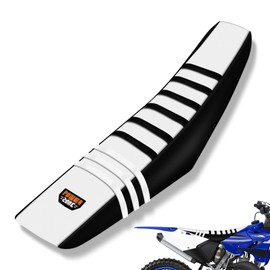 MCHMFG Universal Ribbed Motorcycle Dirt Bike Seat Cover - White Gripper Striped Supermoto Dirtbike Seat Cover (Black White)
