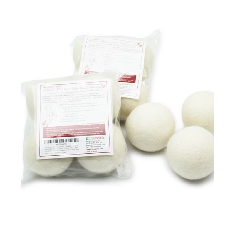 EcoJeannie Wool Dryer Balls - XL 100% Natural Virgin New