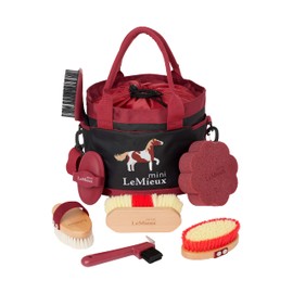 LeMieux Mini Childrens Grooming Set - Everything Little Equestrians Need - Help keep Your Pony in Tip-Top Condition - Complete Set Perfect for On The Go - Suitable for Real Horses and Ponies - Red