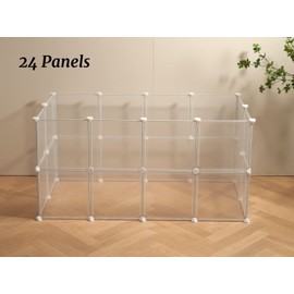 LURIVA Transparent Clear Small Animal Playpen, Guinea Pig Cages, Puppy Dog Playpen, Pet Playpen, Rabbit Bunny Indoor Outdoor Fence Pen Enclosure, White Clear Plastic Playpen,12 X 12 Inch, 24 Panels