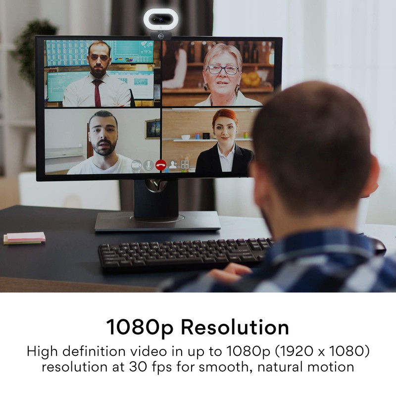 MEE audio CL8A 1080p HD Webcam with Ring Light, Microphone,