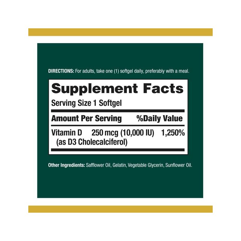 Nature's Bounty D3-10,000 IU Softgels 72 ea (Pack of 4)