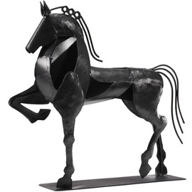 SunBlogs Art Metal Horse Statue Decorations, Rustic Home Decor, Unique Metal Horse Sculpture Western Decor, Best Gifts for Horse Lover (Black)