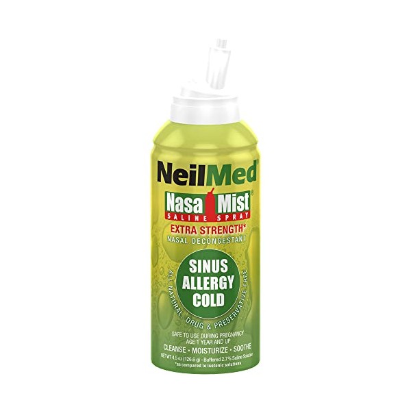 NeilMed NasaMist Hypertonic Extra Strength Saline Spray,Green 4.5 fl oz (Pack of 1)