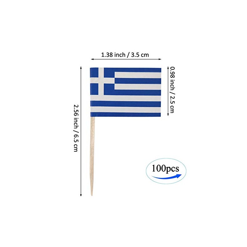 JBCD Greece Toothpick Flag Greek Mini Small Cupcake Topper Flags,