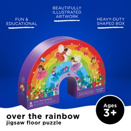 Crocodile Creek 36-Piece Jigsaw Floor Puzzle - Fun Floor Puzzles for Kids Ages 3-5 - Heavy-Duty Shaped Box for Storage - Over The Rainbow - 27" W x 20" H Finished