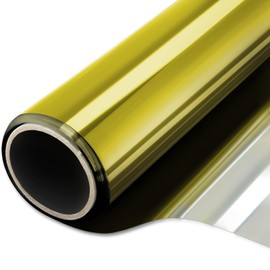 WPCTEV Window Film One Way Mirror Film Daytime Privacy Static Non-Adhesive Decorative Heat Control Anti UV Window Tint for Home and Office Gold Silver 6 Mil 17.5 Inch x 6.5 Feet