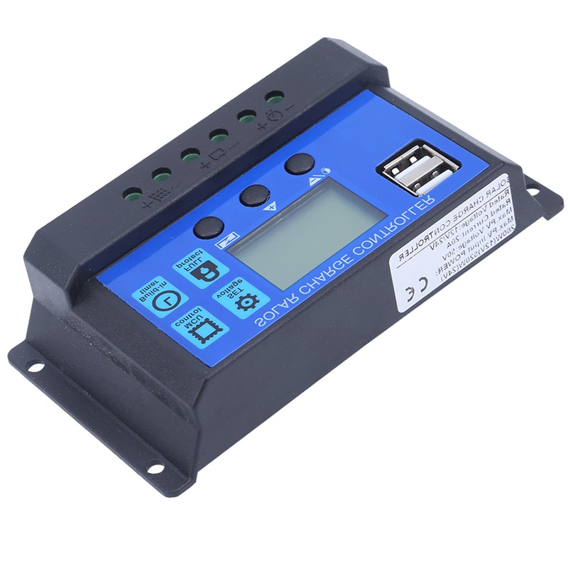 Solar Panel Controller LCD Display Battery Charge Control Dual USB
