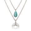 Turquoise Mermaid Tail Necklace Boho Layered Fish Tail Pendant Necklace