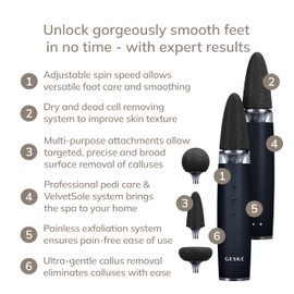 GESKE Electric Pumice Foot Smoothing Multi-Pen, 8 in 1, Electric Foot File, 3 Pumice Stone Attachments, Soft Feet, Effective Callus Removal, Handy Design, For Your Pedicure Set