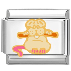 Quiges - 9 mm Italian Style Charm Module Stainless Steel Dog with Bone for Italian Bracelets, Copper