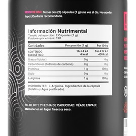 B Life L-Arginina Pura con 240 cápsulas