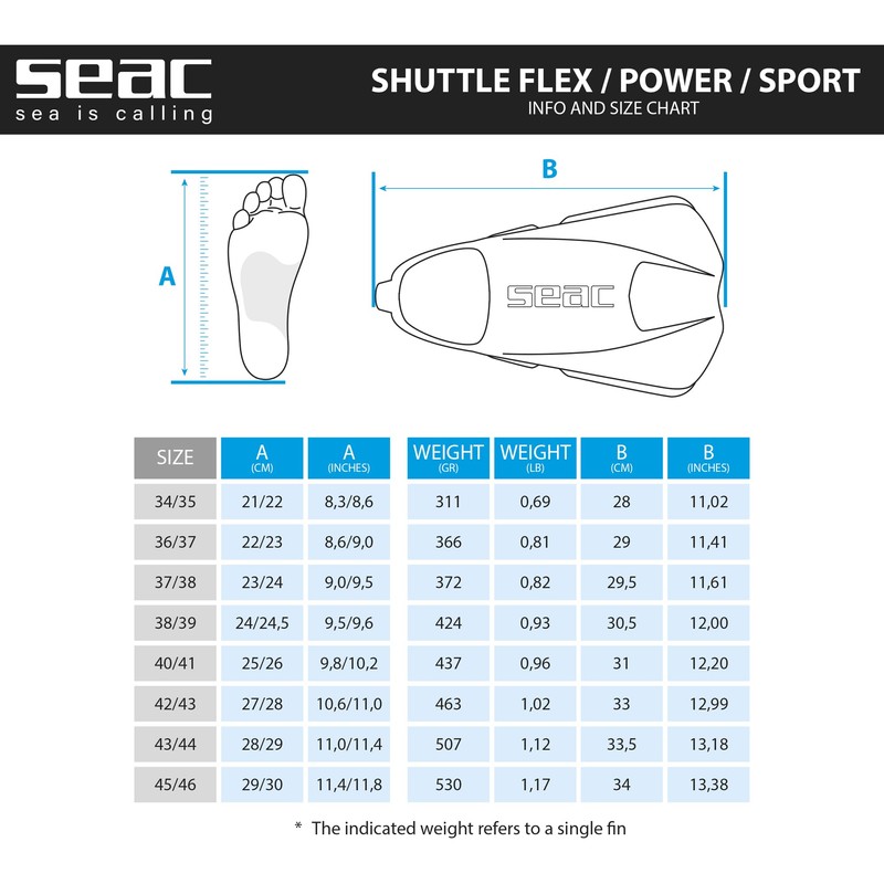 SEAC Unisex-Adult Shuttle Flex Kurze Schwimmflossen aus 100% Silikon, hell