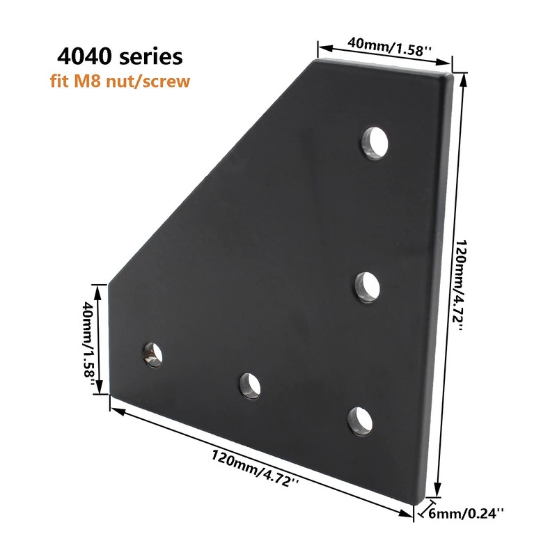 4 PCS Joint Plate, TTZEZE Surface Anodic Oxidation Black L