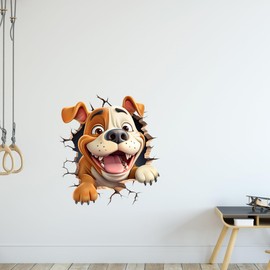 GRAZDesign Wall Tattoo Dog Wall Crack - Wall Breakthrough Funny Motif Wall Sticker Children's Room Living Room Hallway 63 x 57 cm