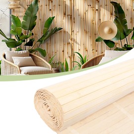 Bamboo Wall Panels for Interior Wall Decor（12"H x 96"L）Natural Wainscoting Panels Wall Paneling for Living Room Decor, Tiki Bar,Kitchen,Ceiling Tiles, Pole Wrap Wood Roll,Wall Decor for Bedroom