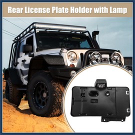 INFINAUTO 1 Set License Plate Holder with Lamp for Jeep Wrangler JK 2007-2018 License Plate Mounting Frames Bracket No.68064720AA Stylish Design