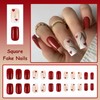 MISUD Press on Nails Short Square Fake Nails Glossy Glue
