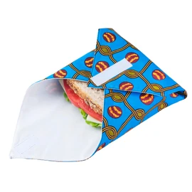Reusable Sandwich Wrap - Washable, Leakproof, Double-Layered, Fabric, Foldable, Space Saver Sandwich Bag - Zero Waste Alternative to Cling Film, Aluminium Foil, Plastic Containers. (Blue)